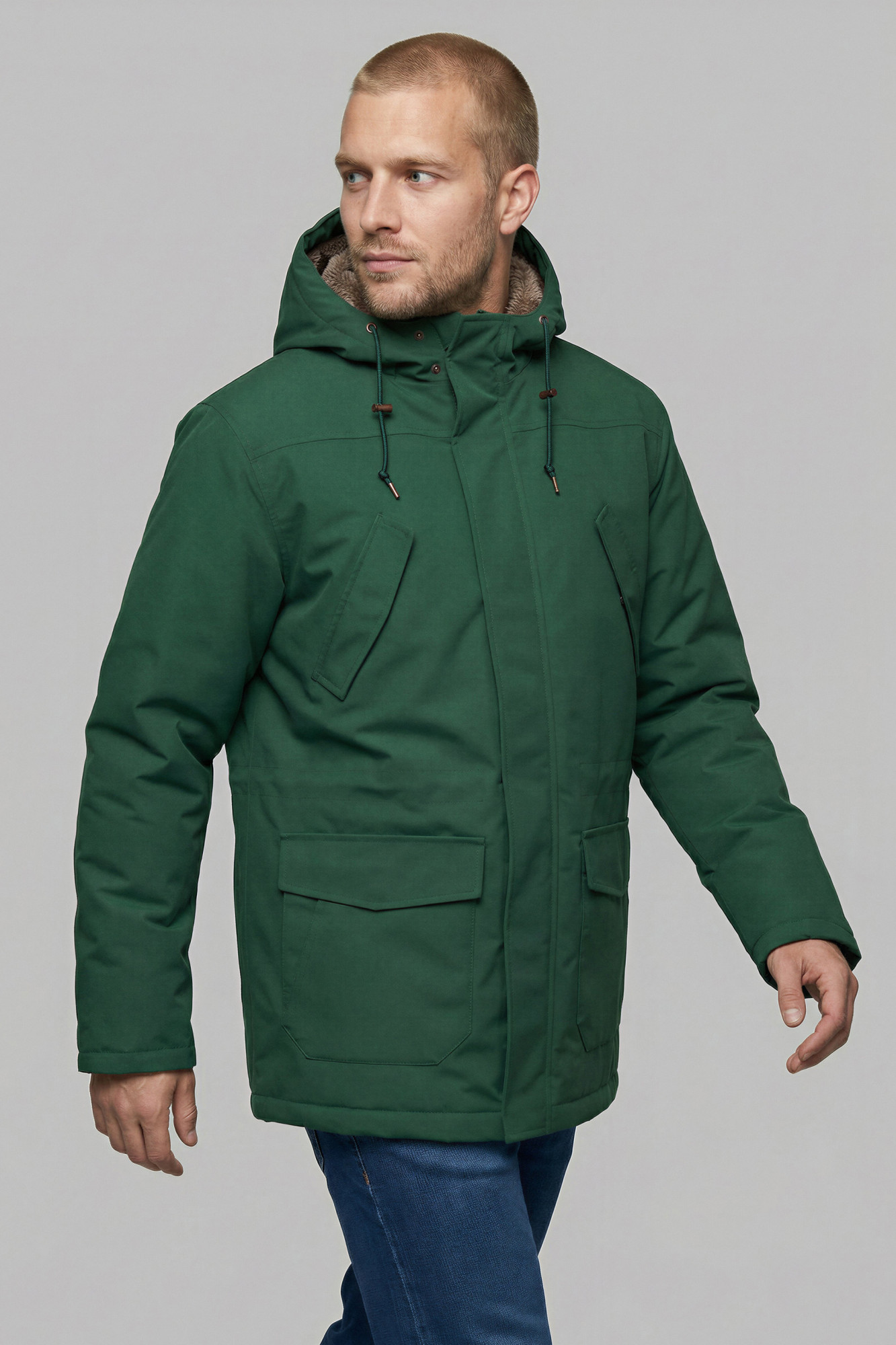 Derbe Winterjacke Festholm Herren Grün Warm Gefüttert