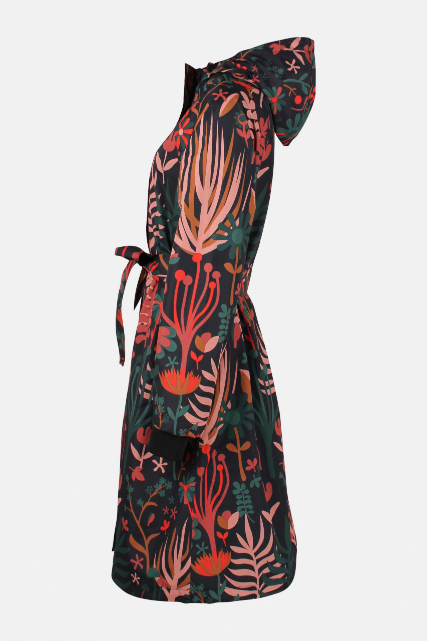 Danefae Danelisabeth Raincoat Damen Langer Regenmantel Black Walkabout Schwarz Bunt Blumen