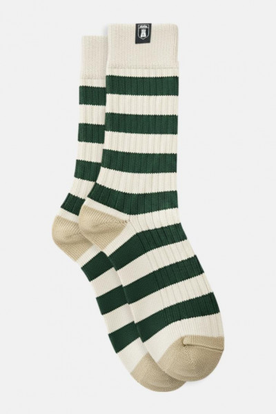 Derbe Socken Basic Knit Striped Weiß Grün Gestreift