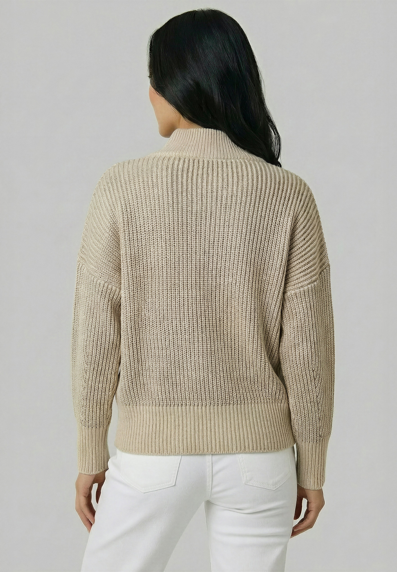 Derbe Pullover Warmer Fisher Damen Beige Weiß Rippstrick