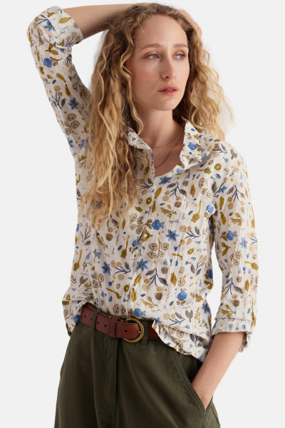Seasalt Bluse Larissa Damen Weiß Gelb Blau Blumen Floral