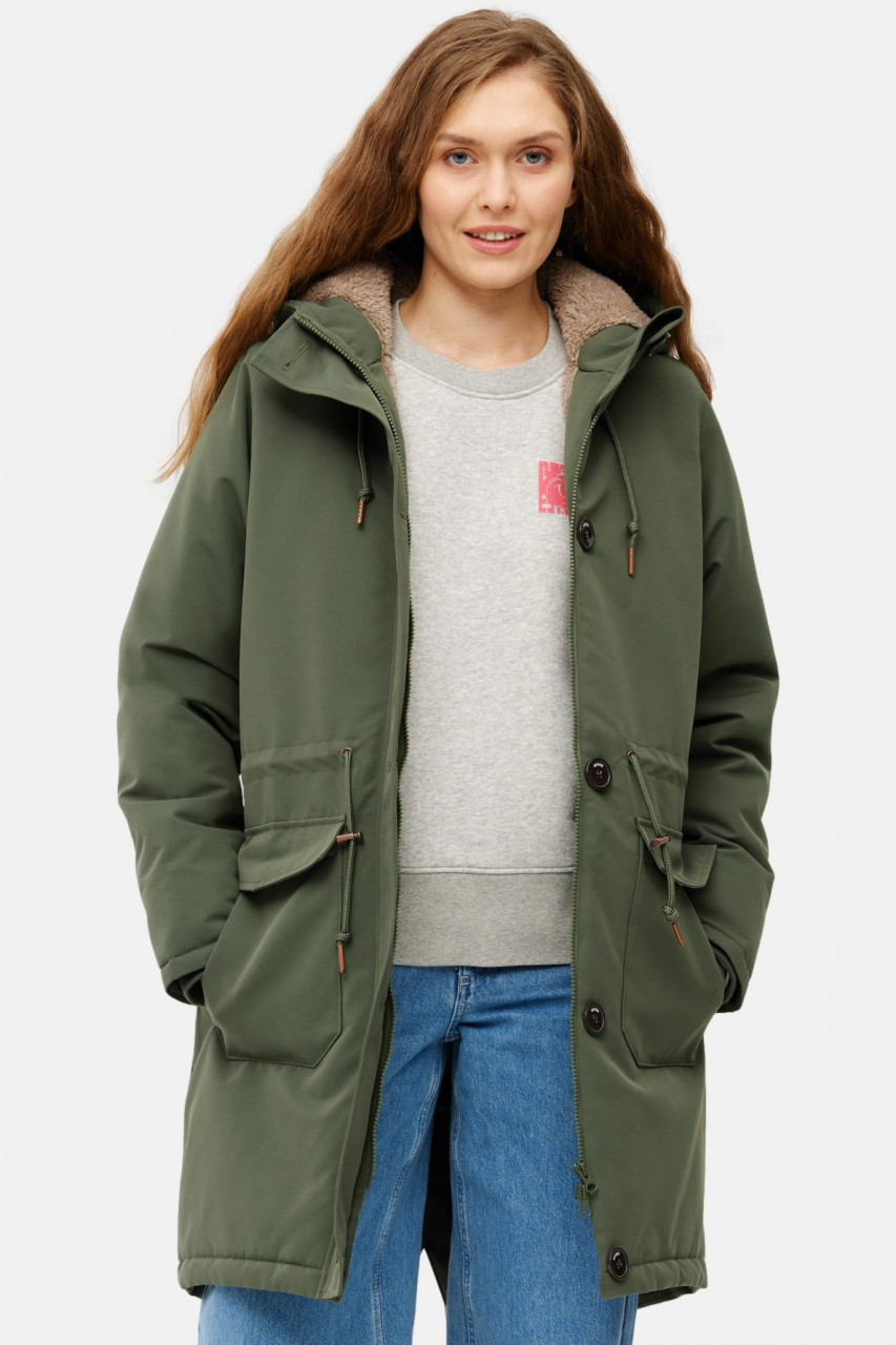 Derbe Winterjacke Friese Festholm Damen Oliv Grün Parka