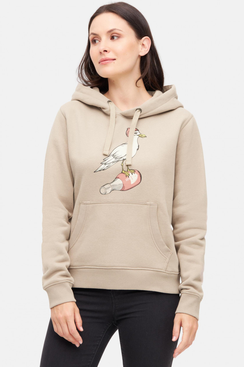 Derbe Hoodie Sturmmöwin Damen Cobblestone Beige Kapuzenpullover GOTS