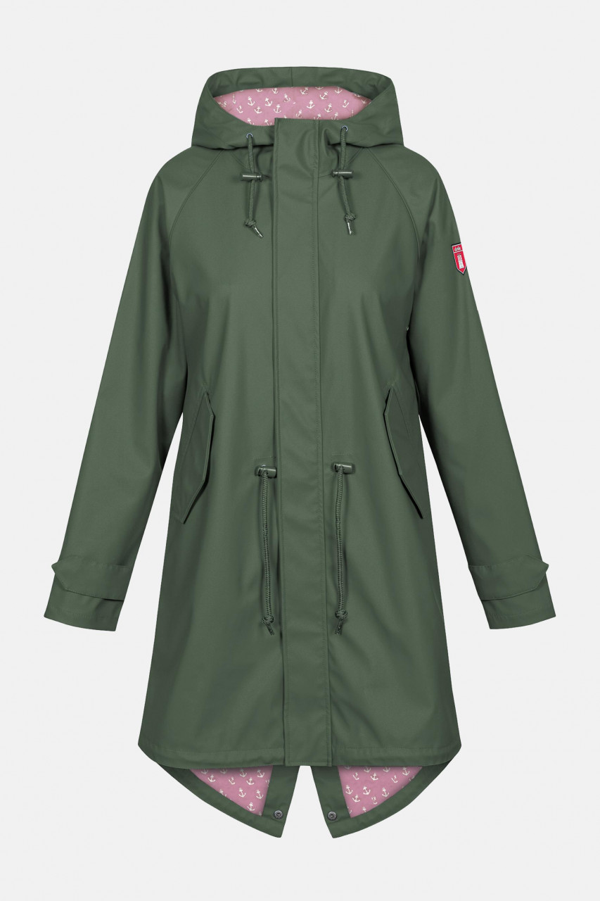 Derbe Anchor Travel Friese Oliv Rosa Anker Damen Regenmantel Klassiker Nachhaltig