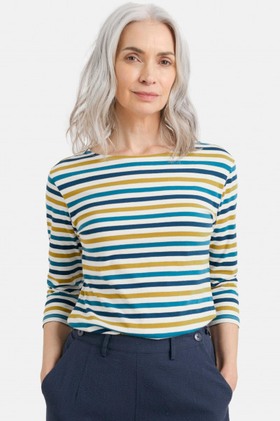 Seasalt Cornwall Sailor Damen Streifenshirt Petrol Türkis Gelb GOTS Seasalt Cornwall Sailor Damen Streifenshirt Petrol Türkis Gelb GOTS