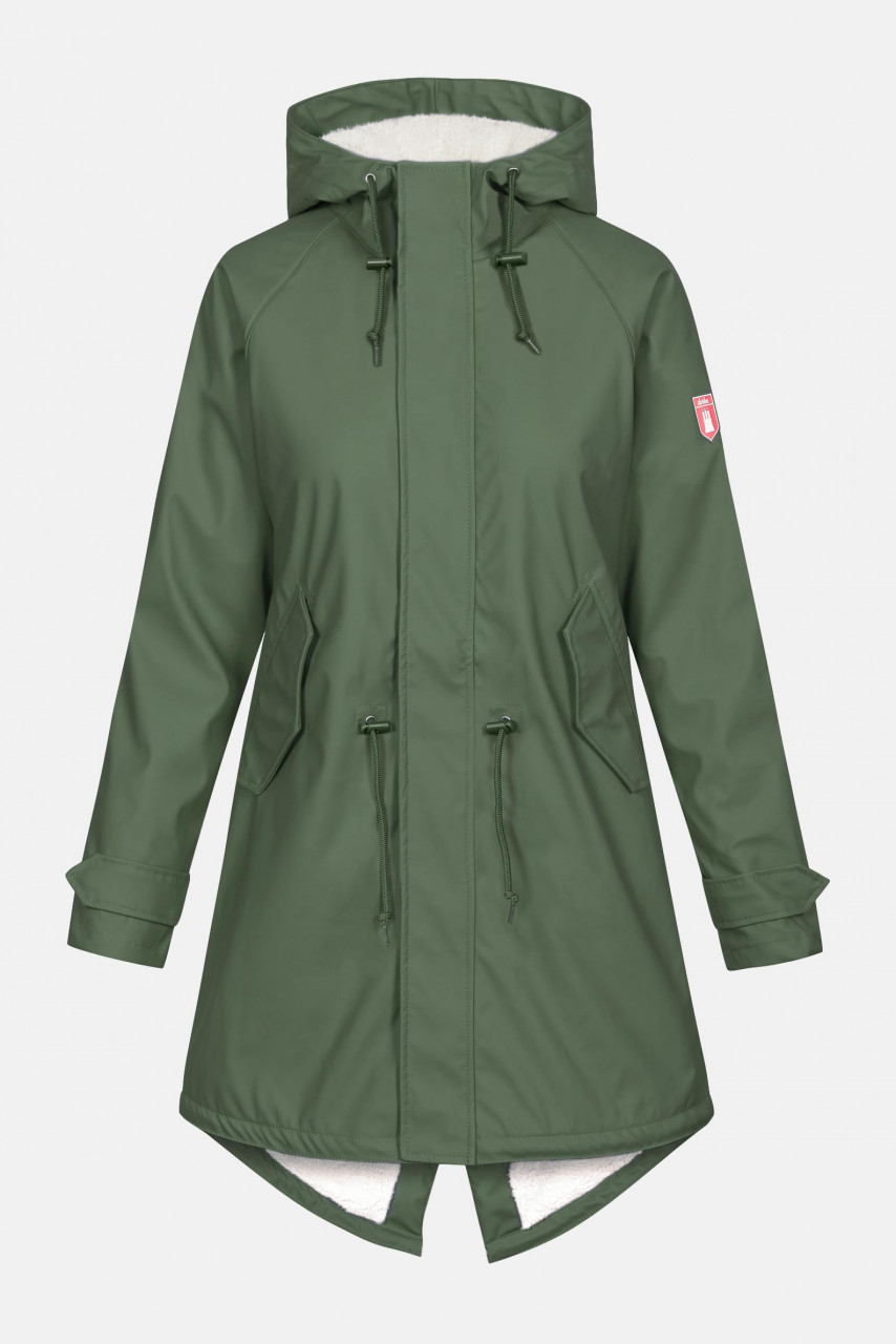 Derbe Friese Tidaholm Damen Regenjacke Oliv Gefüttert