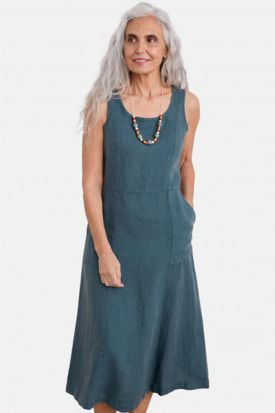 Seasalt Cornwall Kleid Grass Wave Damen Blau Leinen