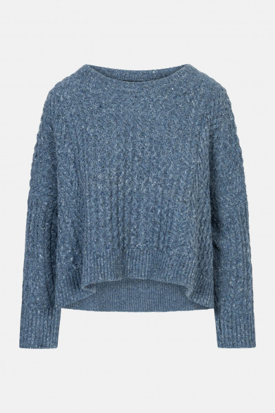 IrelandsEye Aran Sorrell Cropped Blau Damen Kurzer Pullover Seaspray