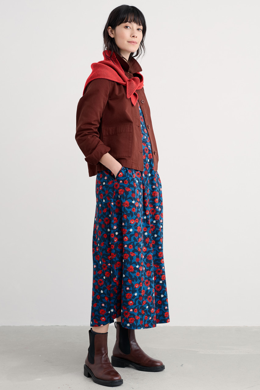 Seasalt Cornwall Veronica Damen Kleid Blau Rot Blumen GOTS Organic