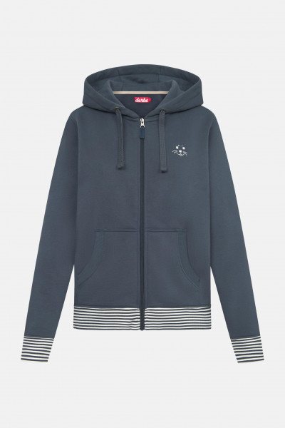 Derbe Sweatjacke Robbenschnute Striped Damen Blau Zip Hoodie