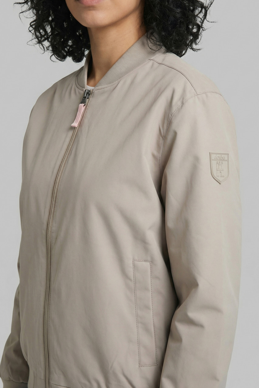 Derbe Übergangsjacke Blousholm Damen Beige Warm Gefüttert Blouson Nadelstreifen