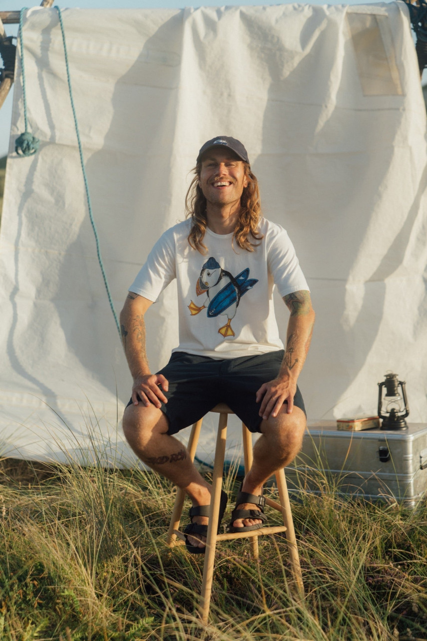 LAKOR T-Shirt Surfs Up Herren Weiß Surfbrett