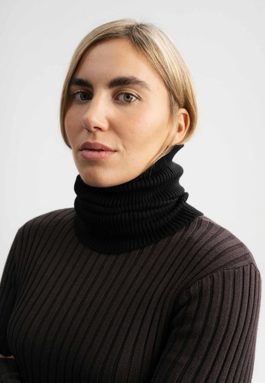 MELA DAIVI Schlauchschal Schwarz Rippstrick Loop