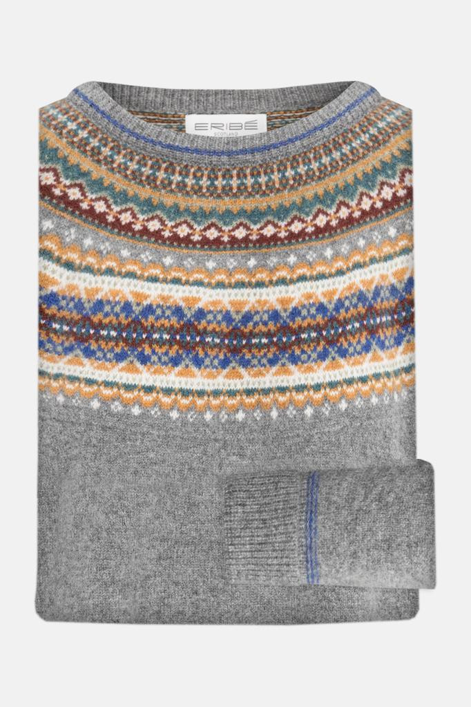 ERIBÉ Alpine Breeze Damen Pullover Grau Fairisle