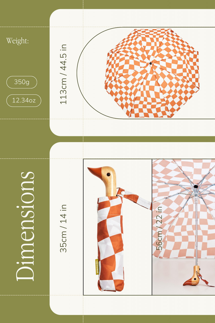 Original Duckhead Regenschirm Peanut Braun Rostrot Karo