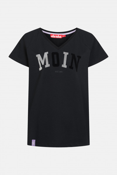 Derbe Moin Damen T-Shirt Zweifarbig Schwarz Grau Derbe Moin Damen T-Shirt Zweifarbig Schwarz Grau