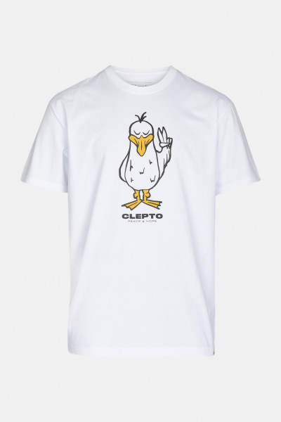 Cleptomanicx Herren T-Shirt Peace and Hope Möwe Weiß Baumwolle Nachhaltig
