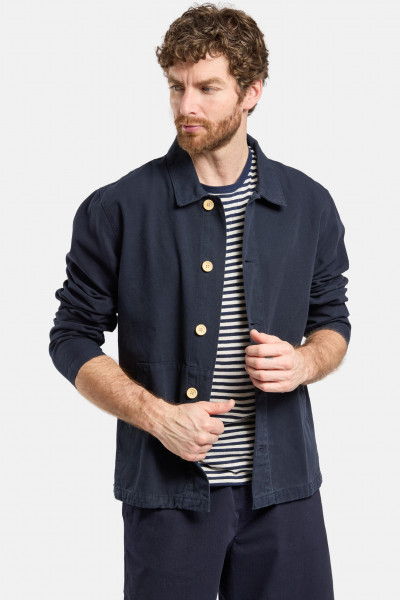 Armor Lux Übergangsjacke Herren Blau Overshirt Fischerjacke Canvas Heritage