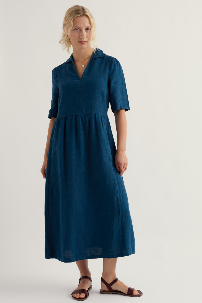 Seasalt Kleid Fen Violet Damen Blau Petrol Leinen Fischer