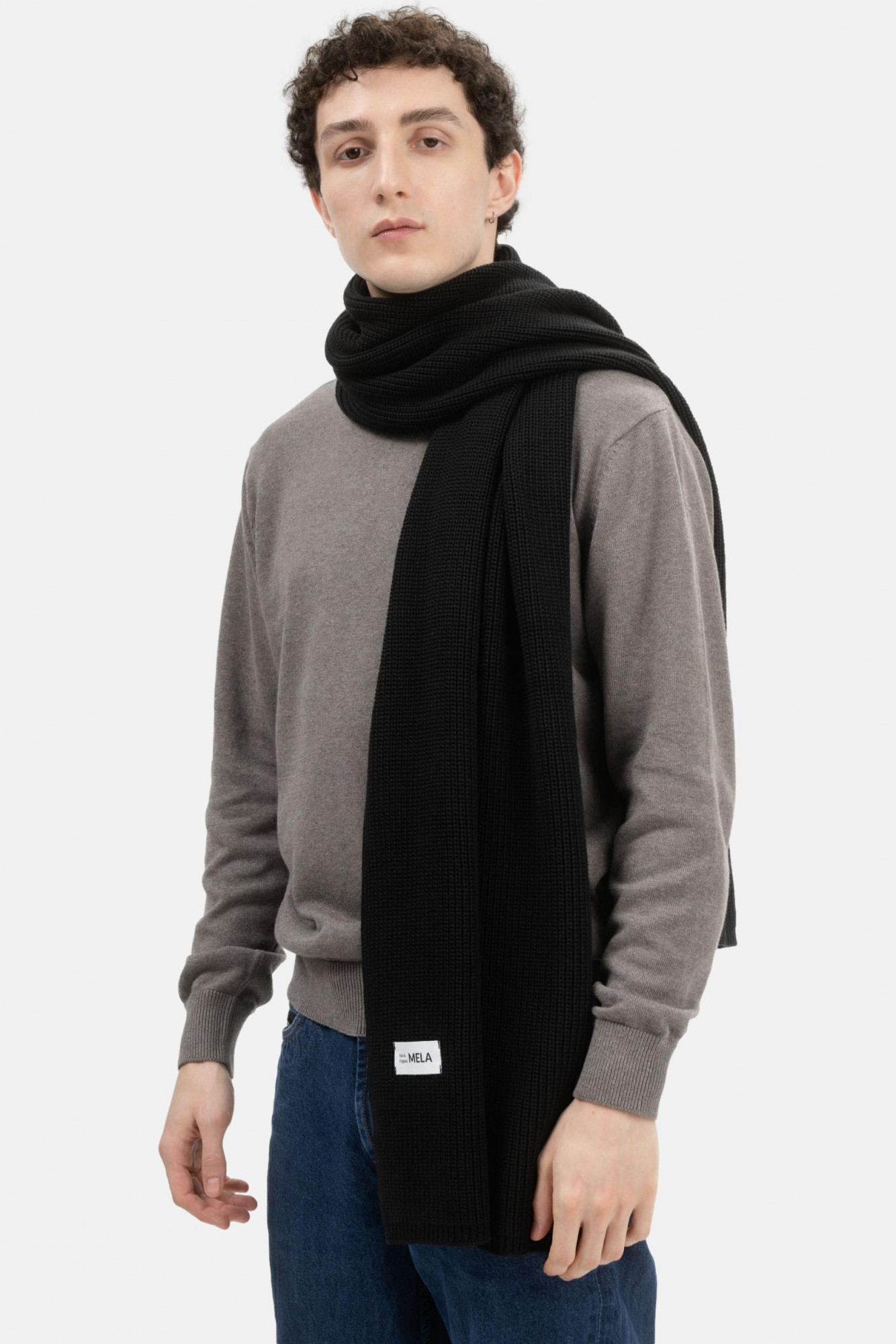 MELA Rippstrick Schal Nagna Schwarz GOTS Organic