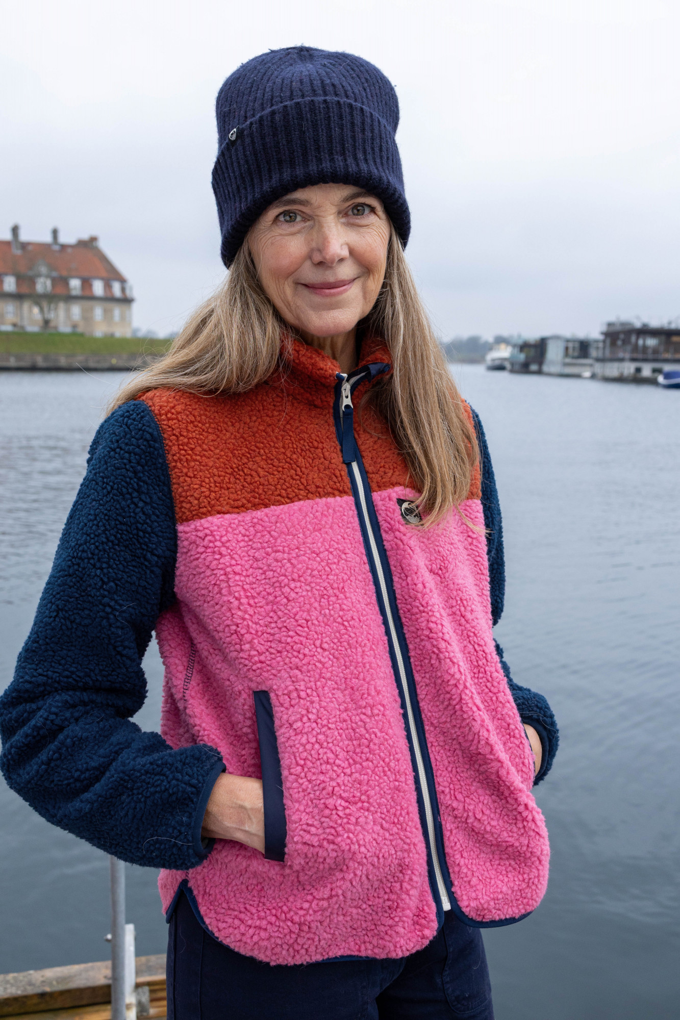 Danefae Danebirk Fleecejacke Pink Rot Dunkelblau