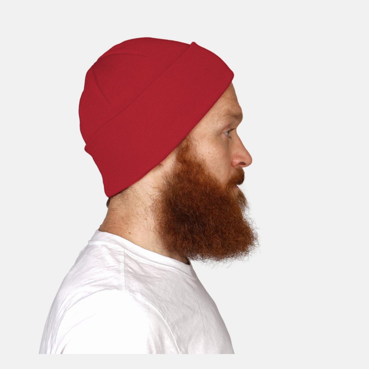 Strickmütze 100% Schurwolle Merino Hanseheld Feinstrickmütze - Rot