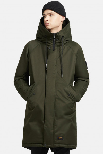 Khujo Tuck Herren Winterjacke Oliv Grün Deep Green Parka Kurzmantel