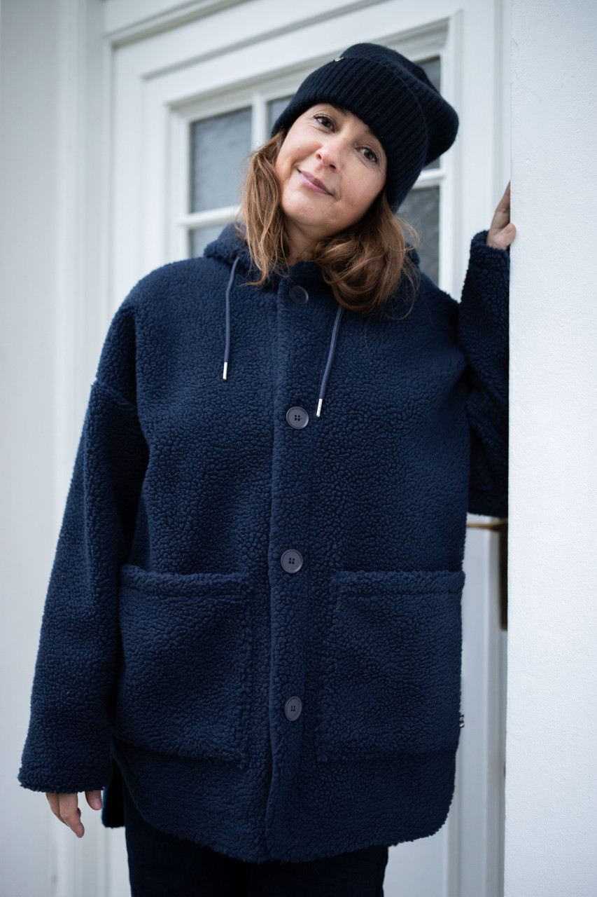 Danefae Fleecejacke Danewillow Damen Dunkelblau Teddy Kapuze
