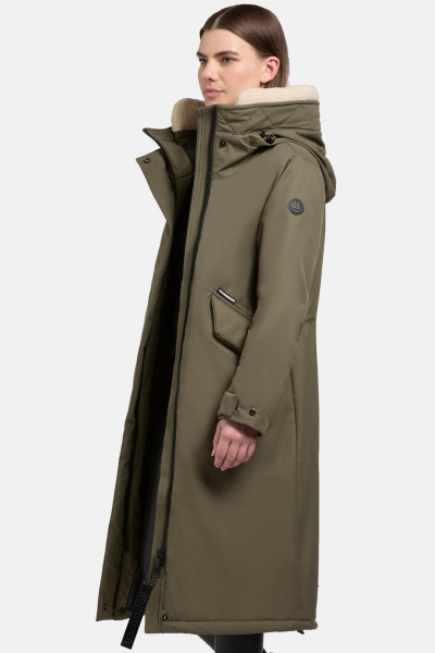 Khujo Agneta Damen Wintermantel Grün Parka Teddy