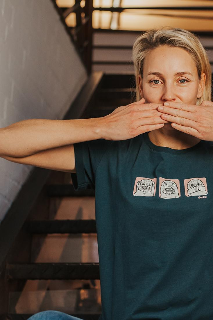 Derbe Kegelrobbe Damen Shirt Navy Dunkelblau