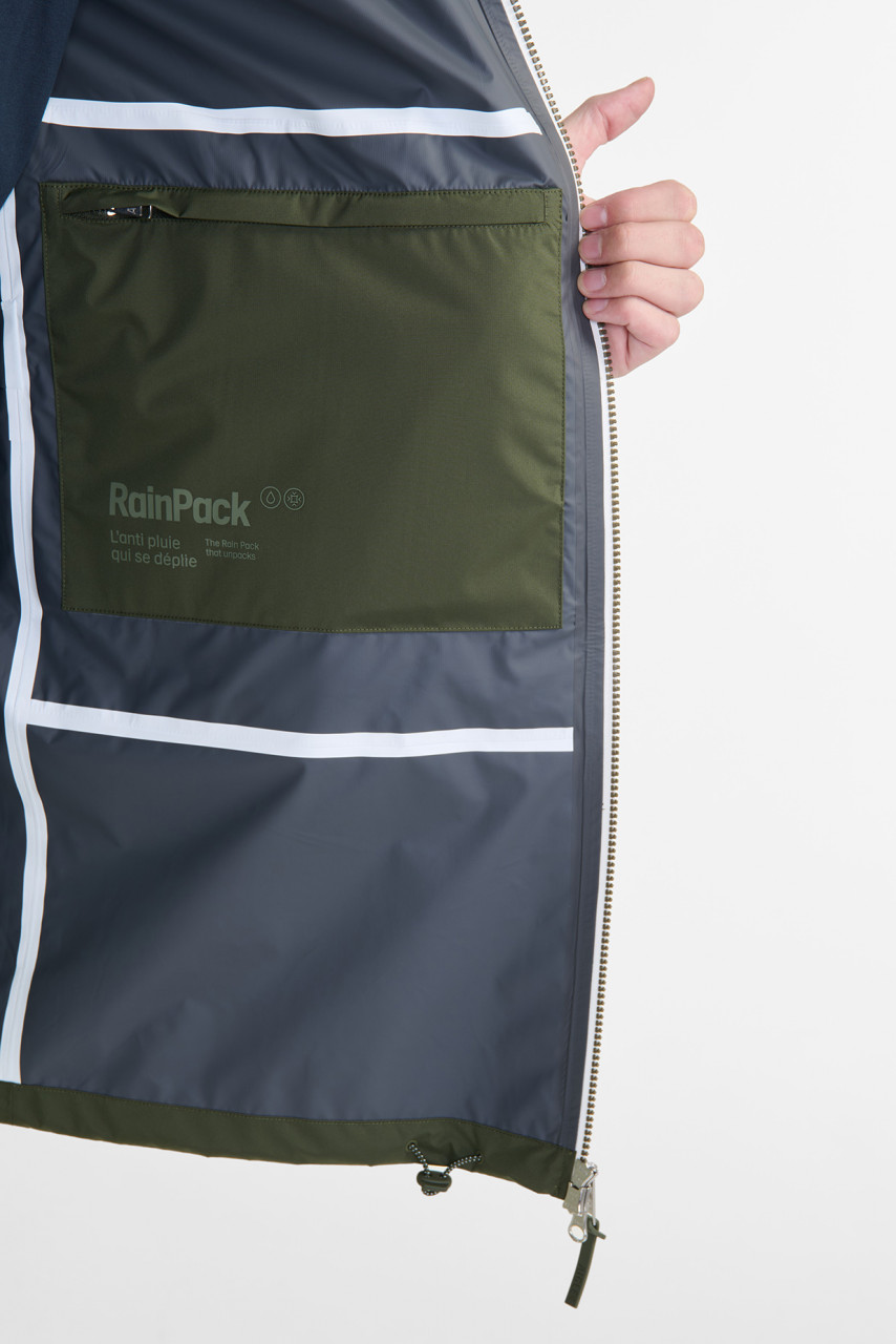 Aigle Regenjacke Oliv Grün Langer Parka Packbar