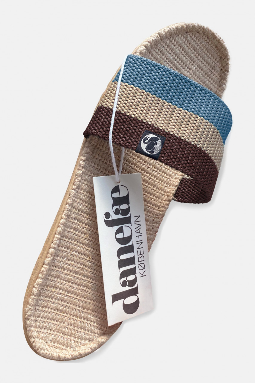 Danefae Sandalen Danelulu Damen Hellblau Braun Bast Badelatschen