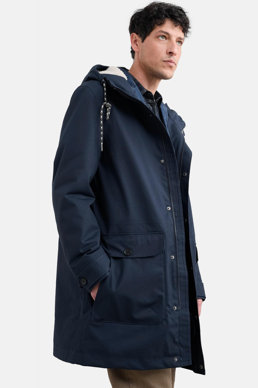 Seasalt Cornwall Regenjacke Tidesman Coat Herren Blau Navy Parka Wintermantel