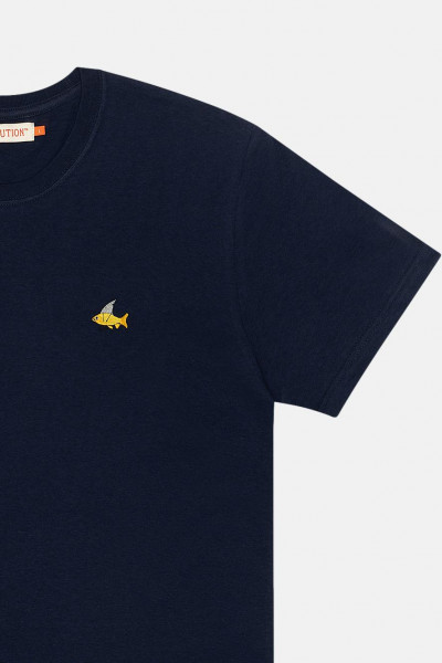 RVLT Herren T-Shirt Dunkelblau Goldfisch Hai
