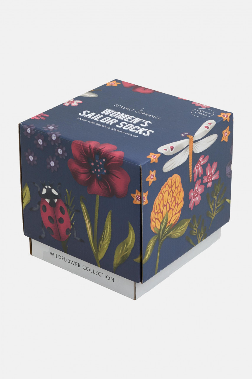 Seasalt Cornwall Sailor Socken Damen Grün Rot Geschenk Box Blumen