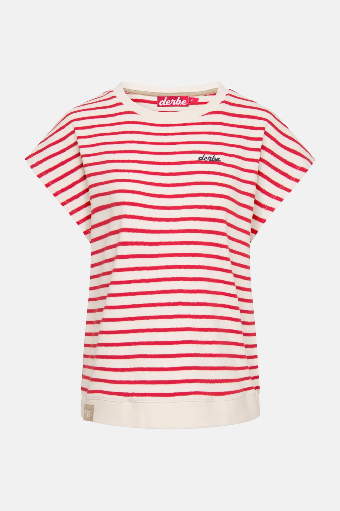 Derbe T-Shirt Interstriped Damen Weiß Rot Streifenshirt