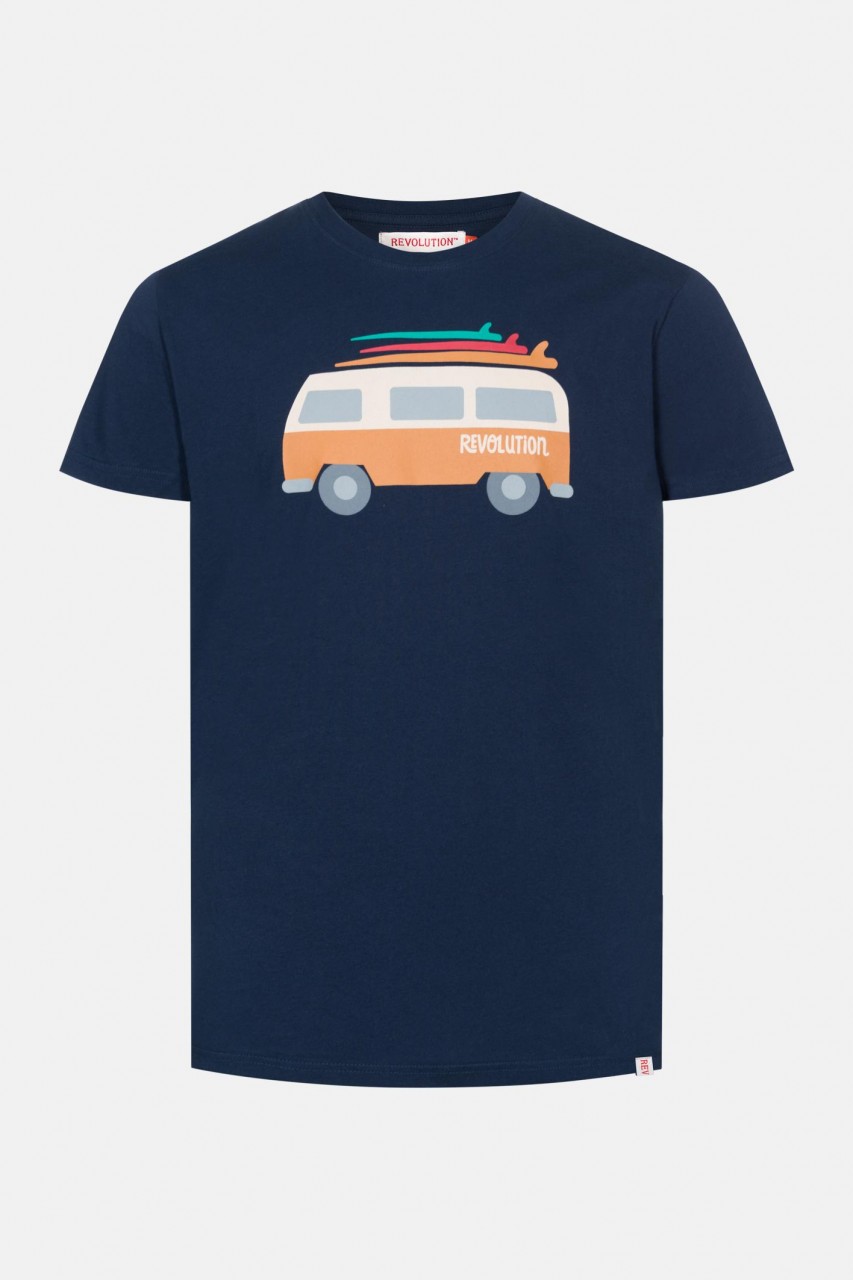 RVLT Revolution Van Herren T-Shirt Navy Dunkelblau Bus