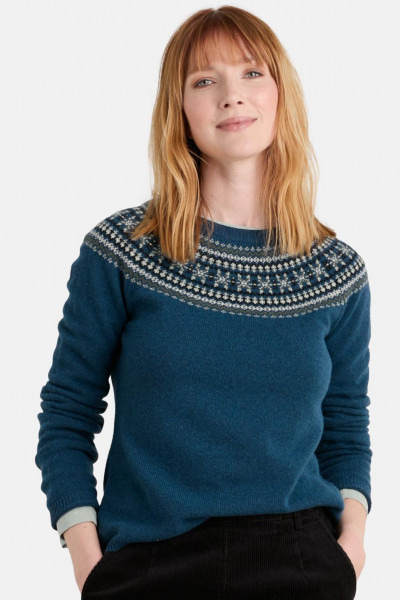 Seasalt Cornwall Bucks Horn Strickpullover Blau Petrol Fairisle