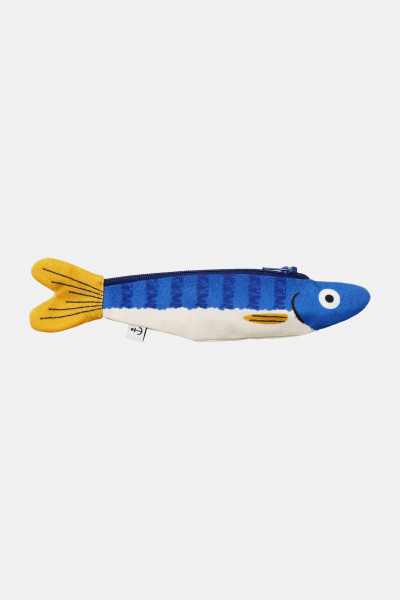 Don Fisher Schlüsselanhänger Tasche Hering Blau Gelb Fisch