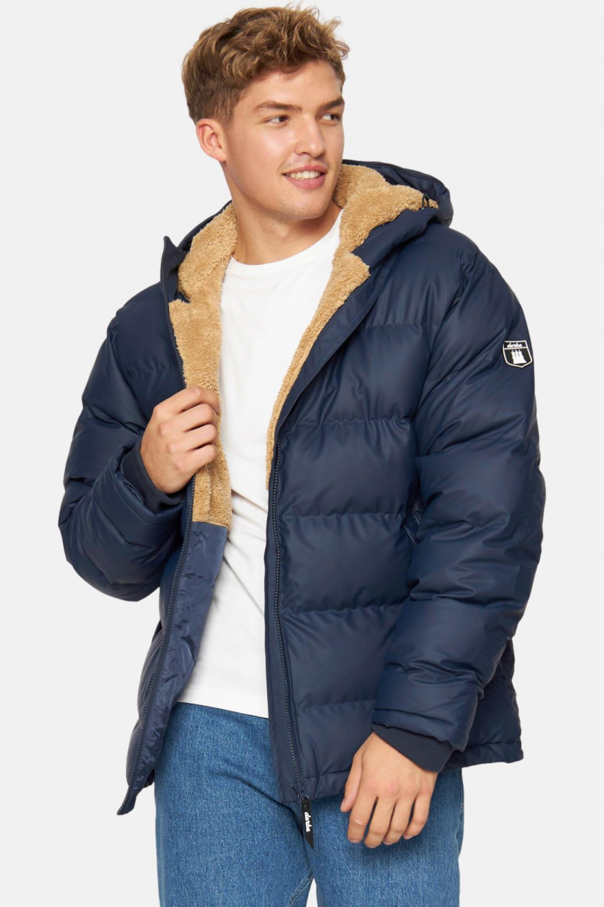 Derbe Interholm Cozy Herren Winterjacke Blau Dress Blue Caramel Puffer Jacket Teddy