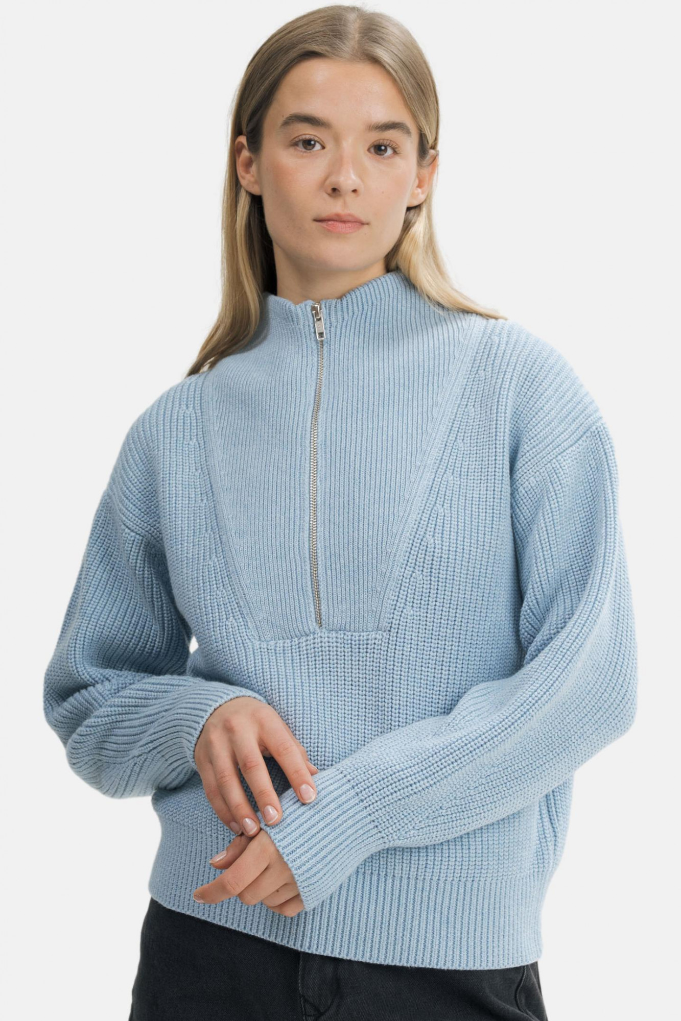 MELA Troyer KIMAYA Damen Hellblau Pullover Baumwolle GOTS Organic