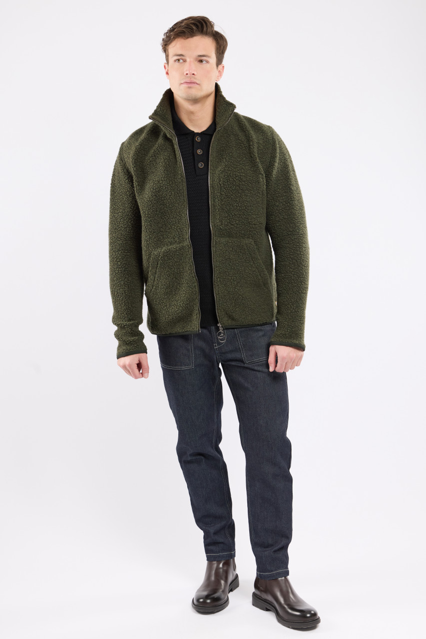 Armor Lux Fleece Jacke Herren Oliv Grün Veste Sherpa Wollmischung