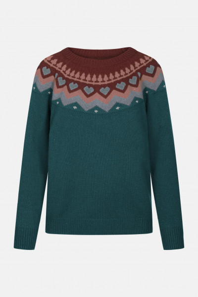 Danefae Strickpullover Dananne Damen Petrol Weinrot