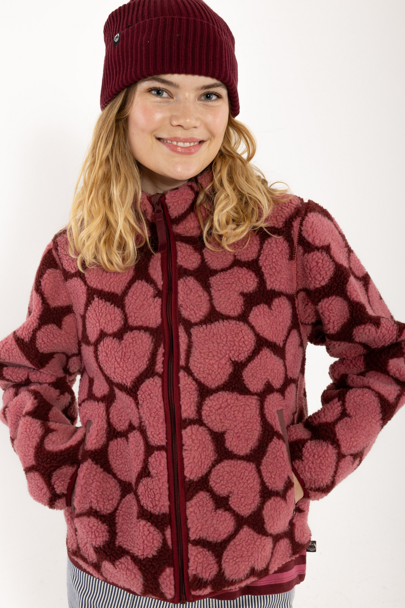 Danefae Danelabrador Fleecejacke Rot Rosa Herzen