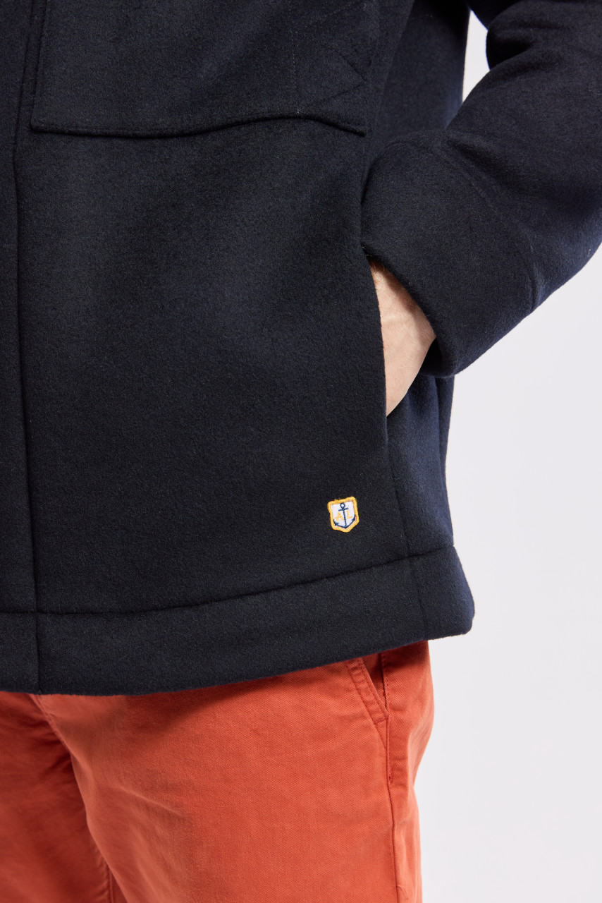 Armor Lux Kabig Herren Jacke Marine Rich Navy Kurzmantel Wollmix