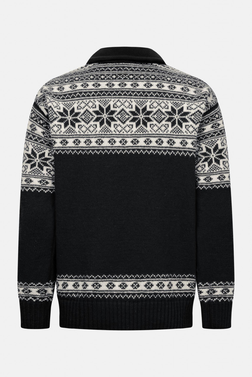 Bratens Norweger Pullover Schwarz Weiß Snøstjerne Schneeflocke Troyer