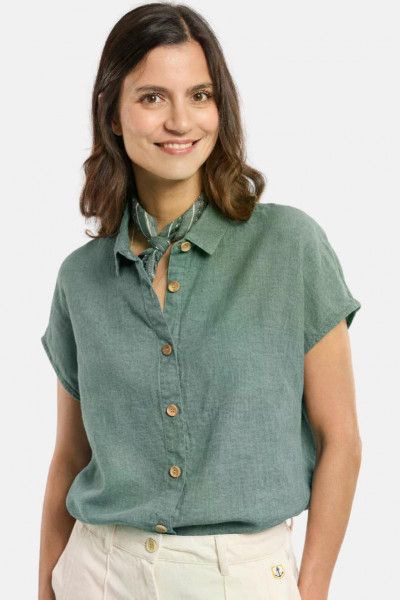 Armor Lux Leinenhemd Damen Kurzarm Hellgrün