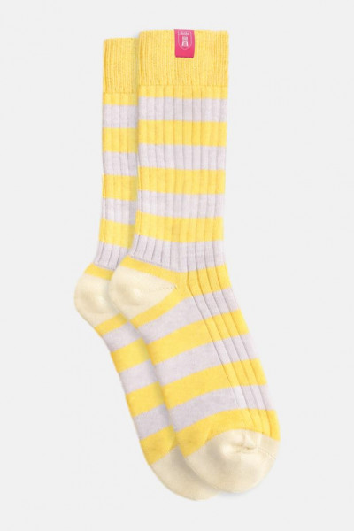 Derbe Socken Basic Knit Striped Beige Gelb Gestreift