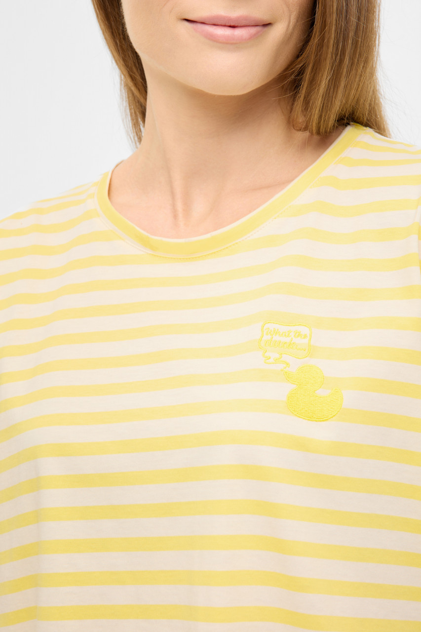 Derbe T-Shirt What The Duck Damen Gelb Streifenshirt GOTS Organic