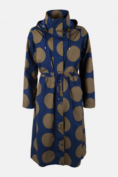 Danefae Regenmantel Danethunder Damen Blau Oliv Punkte Parka Extra Lang